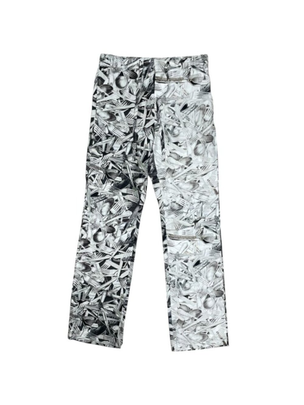 Loewe Silk Pants Wide Pants All Over Print Cutlery